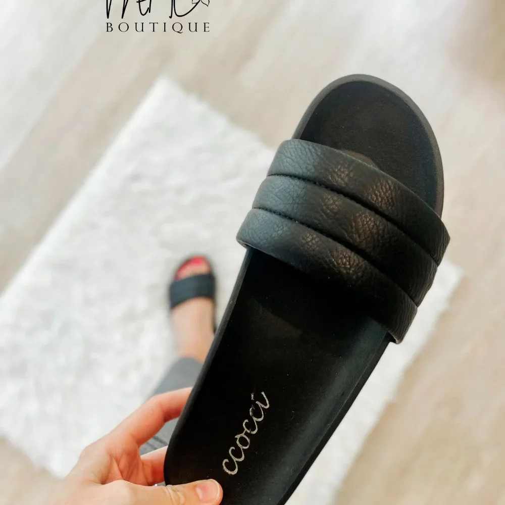 Paisley Slip-On Slides- BLACK